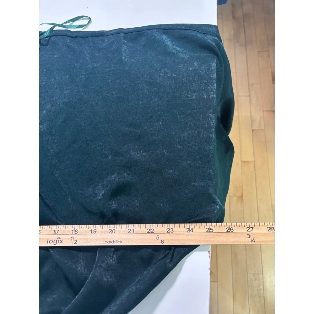 Woman's Emerald Green Ruched Waist V‎ Neck Wrap Style Top XL Balloon Sleeve